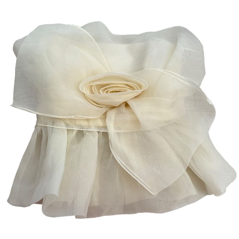 Zara Cream flower rose Blouse organza iconic rare bloggers fave strapless - Picture 4 of 11